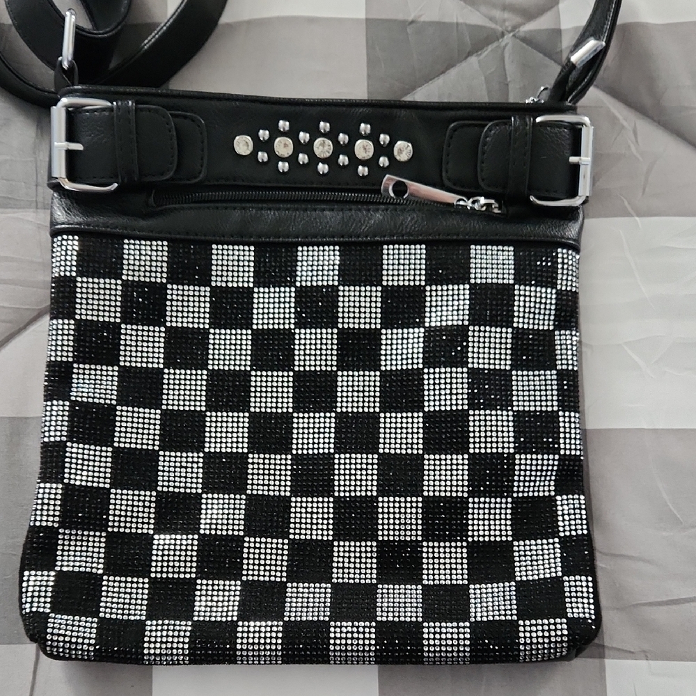 Stylish Black and White Checkered Women's Bag